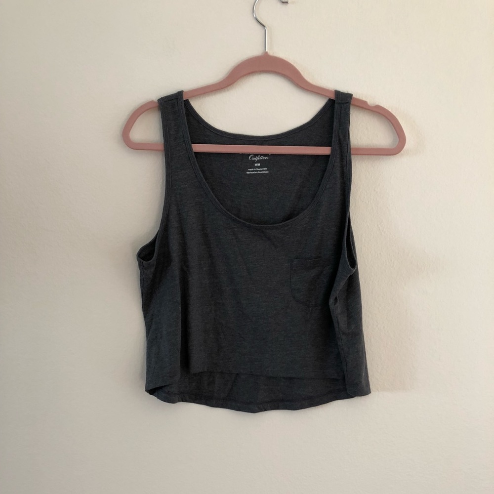 American Eagle cropped heather grey tank